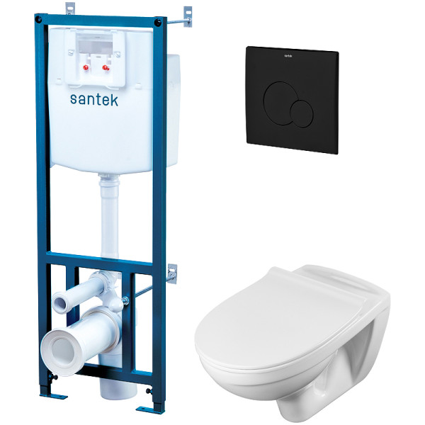 Комплект инсталляция с унитазом и клавишей Santek Бореаль с сиденьем SC с клавишей черной (1WH501775)