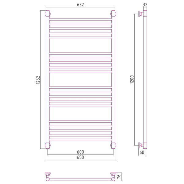 Полотенцесушитель водяной Сунержа Богема+ прямая 1200х600 золотой (03-0220-1260)