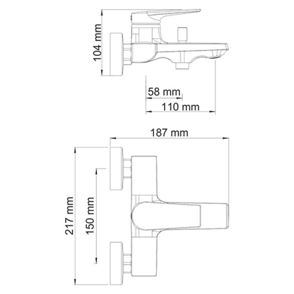 Смеситель для ванны и душа WasserKRAFT Lopau 3201 с коротким изливом