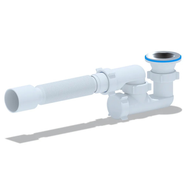 Сифон для душевого поддона АНИ 1 1/2"*40 регулируемый с гибкой трубой 40/50 АНИ пласт (E215)