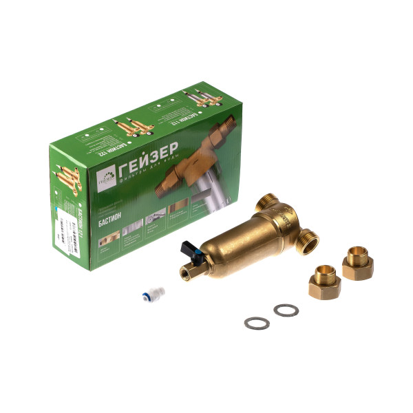 Фильтр самоочищающийся Гейзер-Бастион 121 3/4" (латунный корпус, со сгонами) (32669)