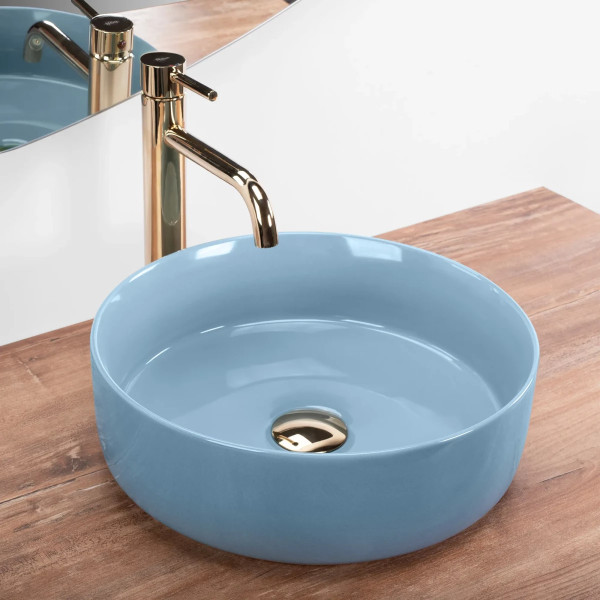 Раковина накладная REA Sami L.blue shiny 37x37x11,5 голубая (REA-U6619)