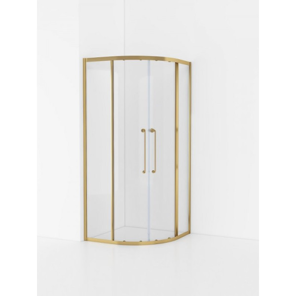 Душевой уголок Cezares Relax 304 100x100x200 стекло прозрачное, профиль брашированное золото (RELAX-304-R-2-100-C-BORO)