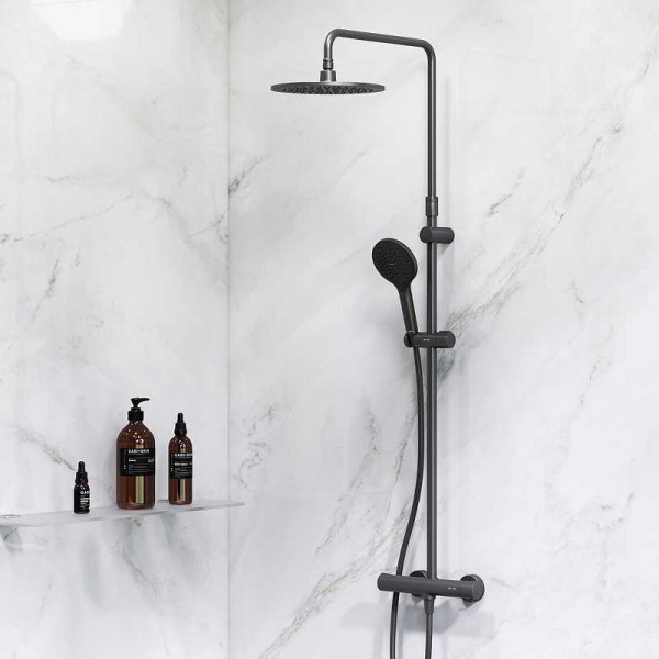 Душевая система AM.PM Like с термостатом, черная матовая (F0780422) Душевая система AM.PM Like с термостатом, черная матовая (F0780422)