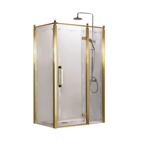 Душевое ограждение Azario Ontario 90х1200х200 R стекло матовое с узором профиль золото (AZ-NBB1231-R 90 GOLD)