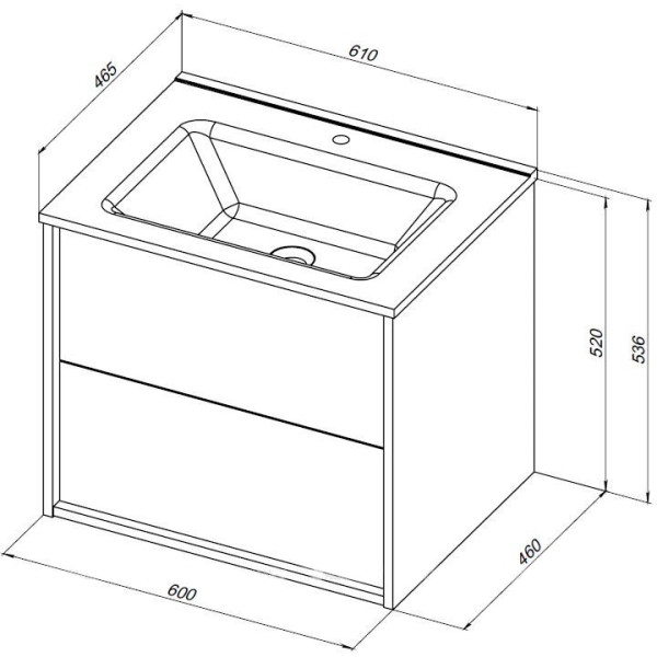 Тумба подвесная Aquanet Lino 60 (Flat) дуб веллингтон (00287541)