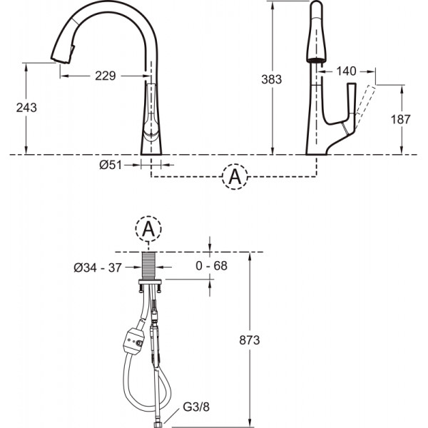 Смеситель для кухни Jacob Delafon Malleco с выдвижным изливом хром (E562-VS)