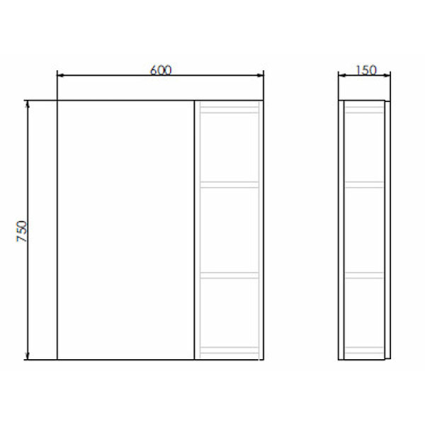 Шкаф зеркальный Comforty Тромсе 600x150x750 дуб сонома (00004142221)