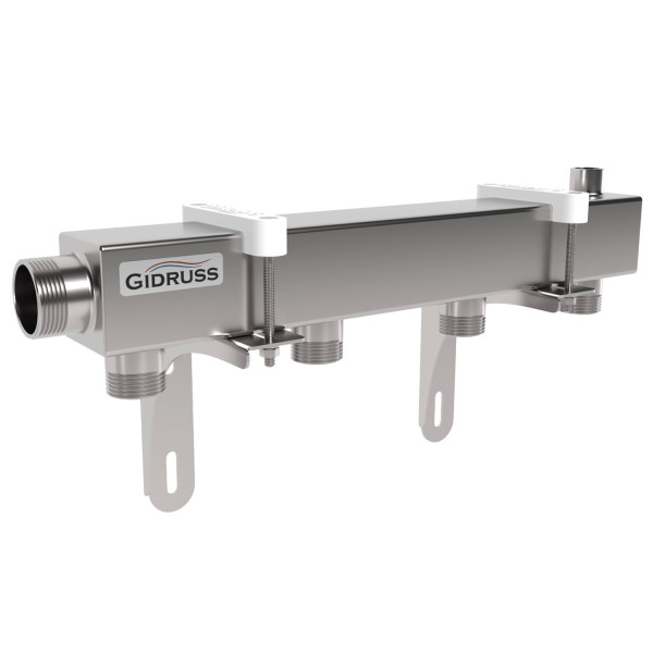 Коллектор распределительный Gidruss DMSS-32-25x4 (магистральное подкл. G 1 1/4", 4 контура G 1", воздухоотвод. Rp 1/2", нерж ст.) (1G 00434 17) Коллектор распределительный Gidruss DMSS-32-25x4 (магистральное подкл. G 1 1/4", 4 контура G 1", воздухоотвод. Rp 1/2", нерж ст.) (1G 00434 17)