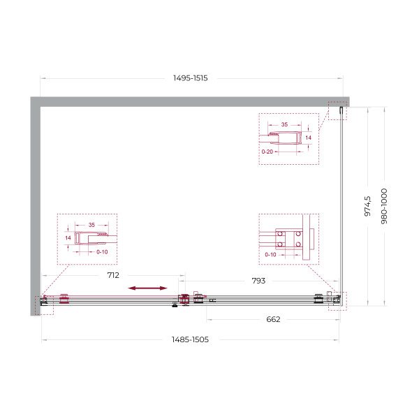 Душевой уголок BelBagno Soft Close-2 150x100x200 стекло прозрачное, профиль оружейная сталь матовая (SOFT_CLOSE-2-AH-1-150/100-C-GM)