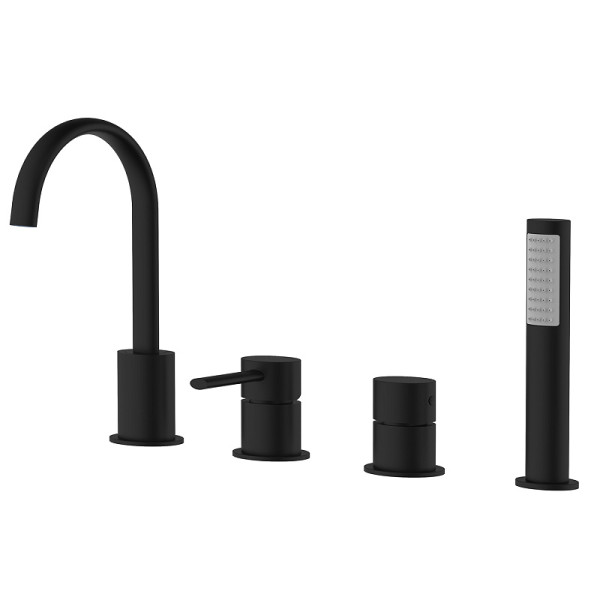 Смеситель на борт ванны Azario Delicate с душевым комплектом черный (AZ-QA28173PA-0307APA)