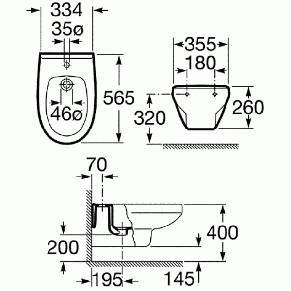 Биде подвесное Roca Victoria Laura 54,5х33,5 (35530500S)