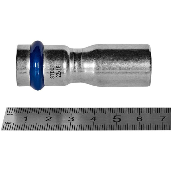 Муфта 22х18 однораструбная Stout SSS-2020 НПр-ВПр (нерж.ст., пресс) SSS-2020-002218 Муфта 22х18 однораструбная Stout SSS-2020 НПр-ВПр (нерж.ст., пресс) SSS-2020-002218