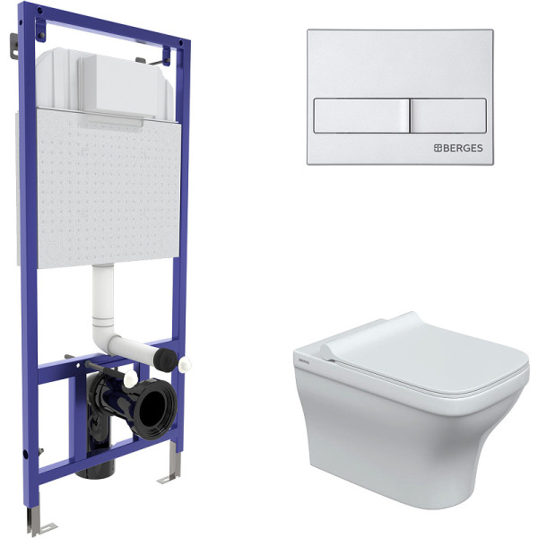 Комплект инсталляция с унитазом Berges Novum c с кнопкой L2 матовый хром, унитаз Strati Rimless, сидение Strati Slim SO (042453) Комплект инсталляция с унитазом Berges Novum c с кнопкой L2 матовый хром, унитаз Strati Rimless, сидение Strati Slim SO (042453)