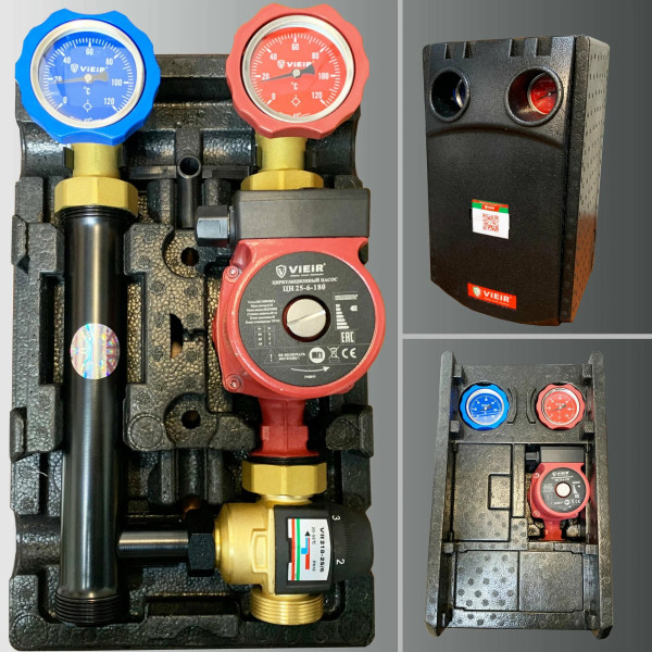 Насосная группа смесительная с термостатическим клапаном 35-60°С DN 25 Vieir (без насоса) (VR218-25/6) Насосная группа смесительная с термостатическим клапаном 35-60°С DN 25 Vieir (без насоса) (VR218-25/6)