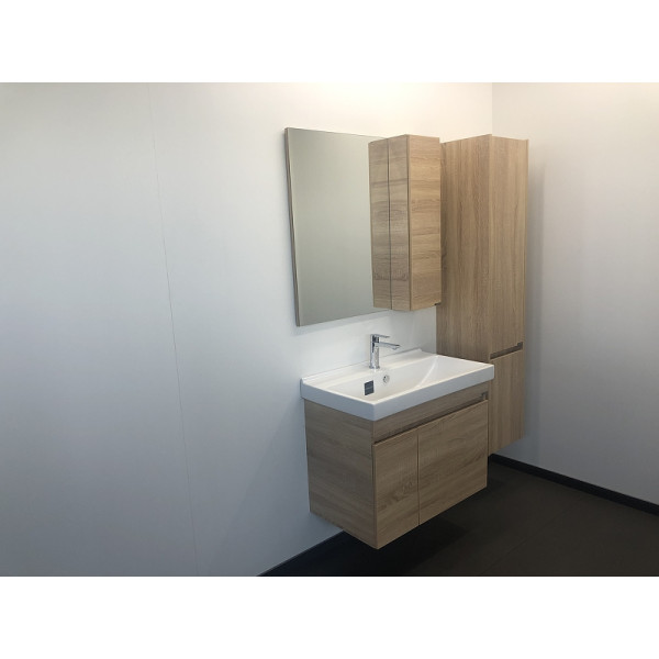 Шкаф зеркальный Comforty Тромсе 800x150x800 дуб сонома (00004142222)