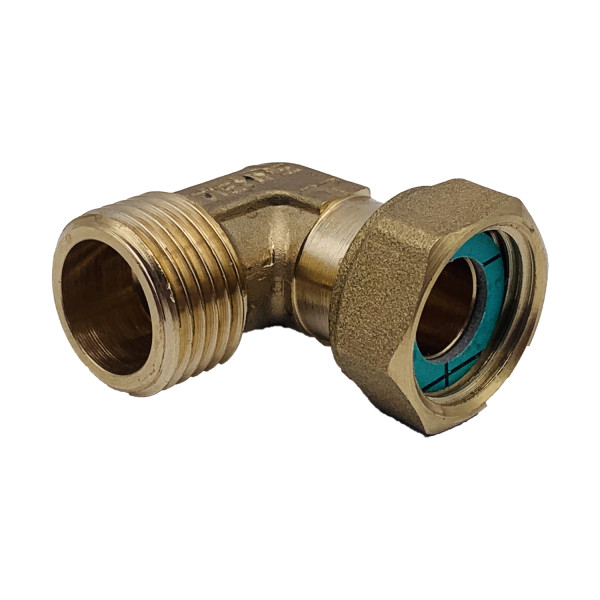 Угольник 1/2" ВН с накидной гайкой и плоской прокладкой Tiemme (латунь) (1500895 / 1527)