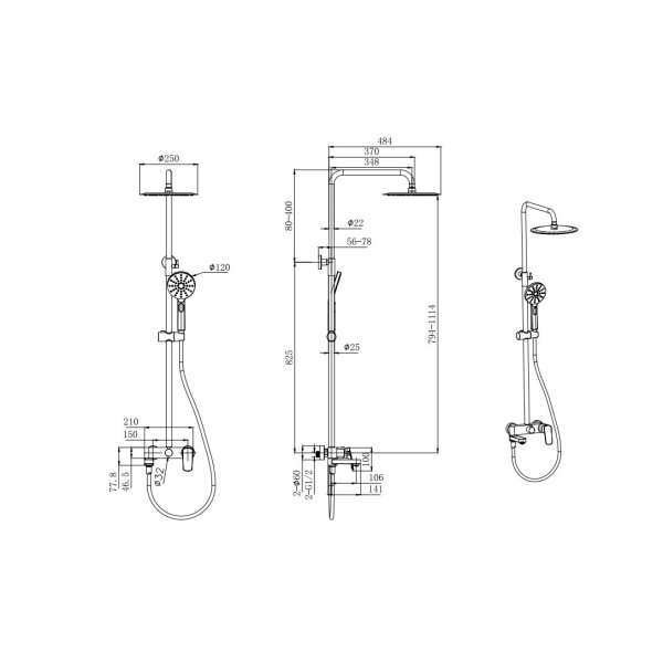 Душевая система Aquatek Вега оружейная сталь (AQ2040BGM)