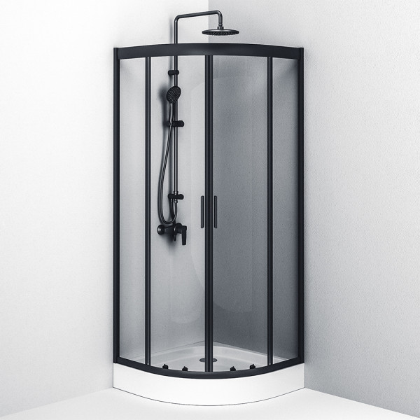 Душевой уголок AM.PM Gem 80x80x190 стекло прозрачное, профиль черный матовый (W90G-401-080BT) Душевой уголок AM.PM Gem 80x80x190 стекло прозрачное, профиль черный матовый (W90G-401-080BT)