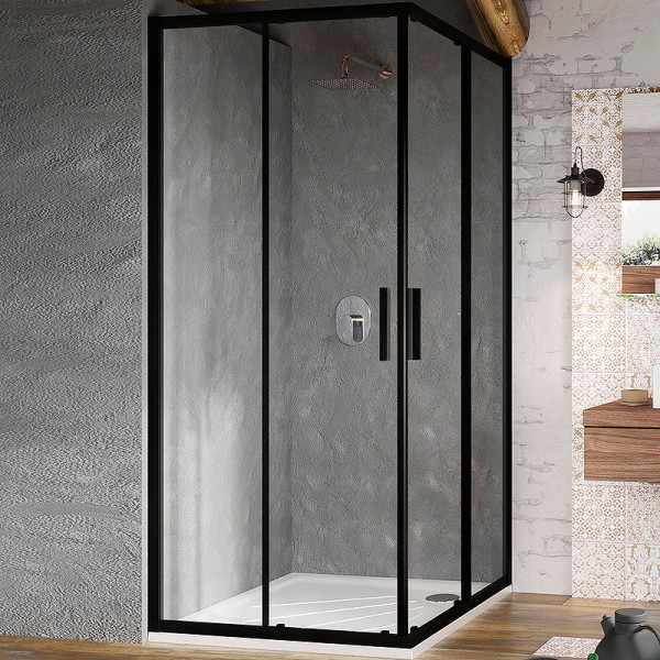Душевой уголок Ravak Blix 90x90x195 стекло прозрачное, профиль черный матовый (X1LM7030Z1)