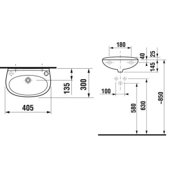 Раковина детская подвесная Jika Lyra 405х300х170 L (8.1527.1.000.105.9)