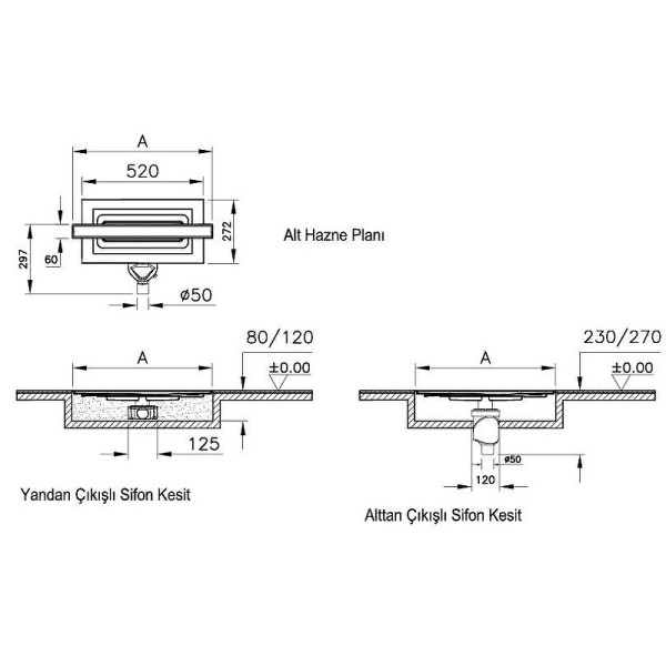Душевой лоток Vitra Eco-Flow 60 см DK100 горизонтальный сифон 60 мм матовый черный (59980582000)
