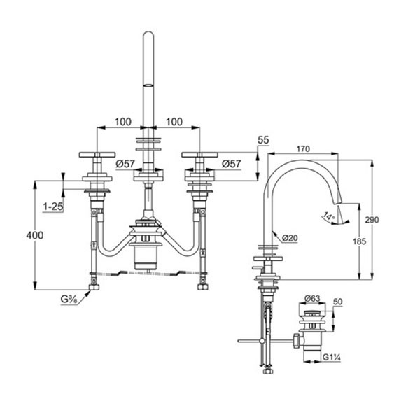 Смеситель для раковины Kludi Nova хром (201430520)