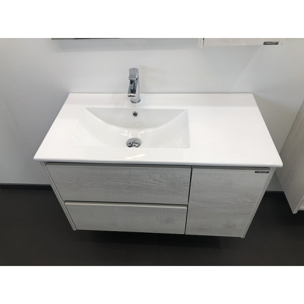 Тумба подвесная с раковиной Comforty Бремен 900x465x555 дуб белый (00004142375)