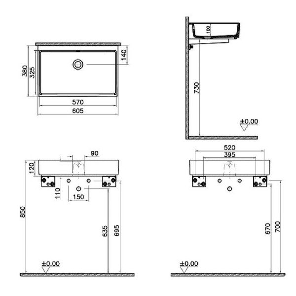 Раковина накладаная Vitra ArchiPlan 60 см белая (7404B003-0012)