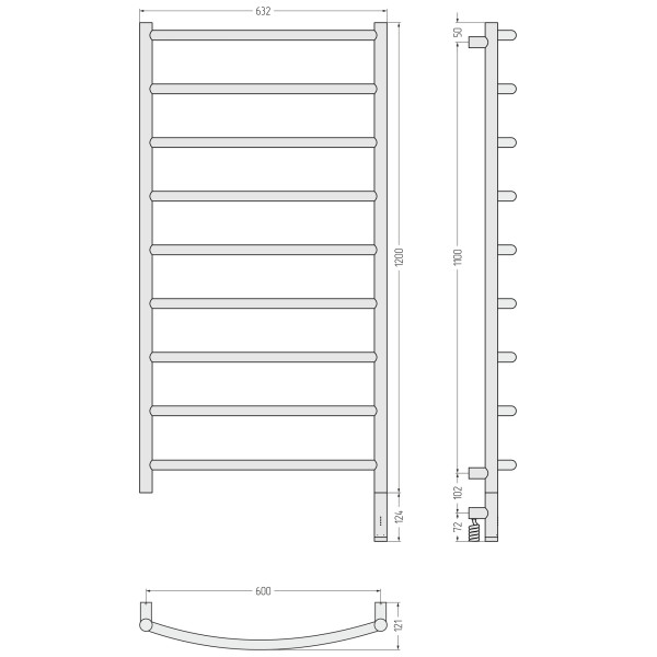Полотенцесушитель электрический Сунержа Галант 3.1 1200x600 провод справа матовый чёрный (31-6001-1260) Полотенцесушитель электрический Сунержа Галант 3.1 1200x600 провод справа матовый чёрный (31-6001-1260)