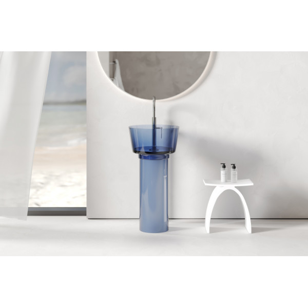 Раковина отдельностоящая Abber Kristall 45x45x90 синий (AT2702Saphir)