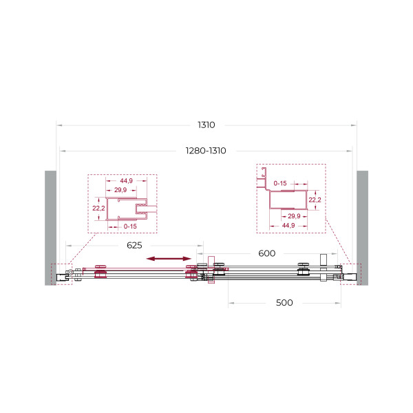 Душевая дверь BelBagno Marino 130x195 стекло прозрачное, профиль хром глянцевый (MARINO-2-BF-1-130-C-CR)