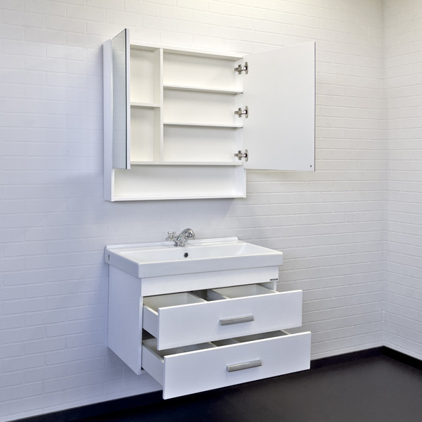 Тумба подвесная Comforty Никосия 800x530x450 дуб белый матовый с раковиной (00-00001512) Тумба подвесная Comforty Никосия 800x530x450 дуб белый матовый с раковиной (00-00001512)