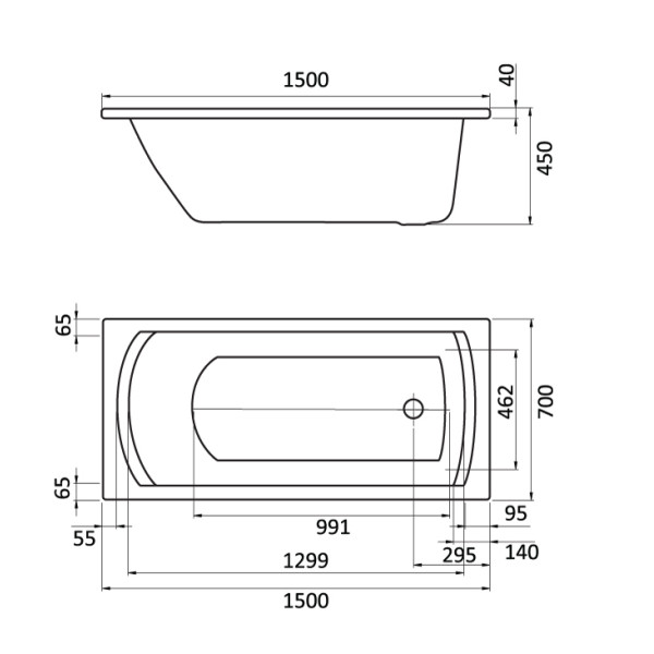 Ванна акриловая Santek Монако 1500х700х450 (1WH111976) Ванна акриловая Santek Монако 1500х700х450 (1WH111976)