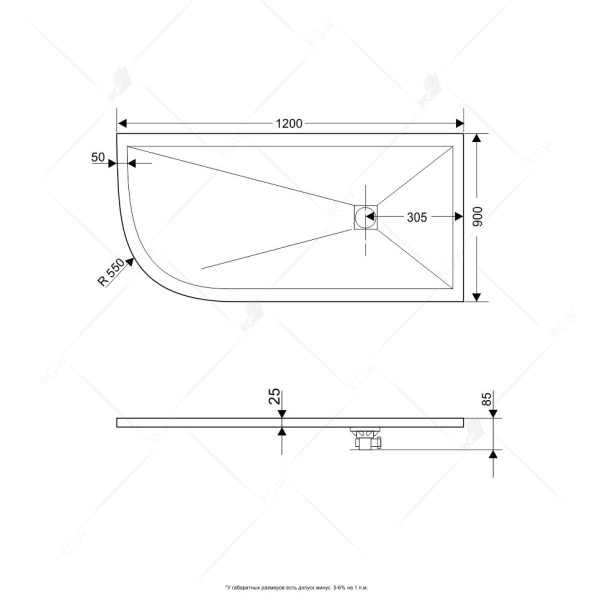 Душевой поддон RGW Stone Tray ST/AR-G 90x120 черный (16154129-02R)