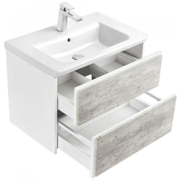 Тумба подвесная Roca Ronda 67,7x41,2x48 Бетон/белый матовый (ZRU9303003)