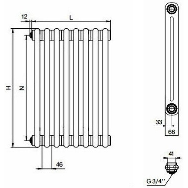 Радиатор стальной трубчатый RIFAR TUBOG 2180/12 боковое подключение (цвет Антрацит)