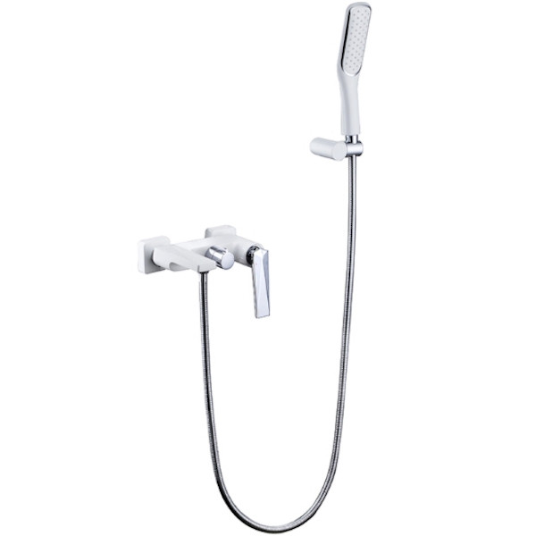 Смеситель для ванны и душа Boheme Venturo с душевым гарнитуром белый (373-W)