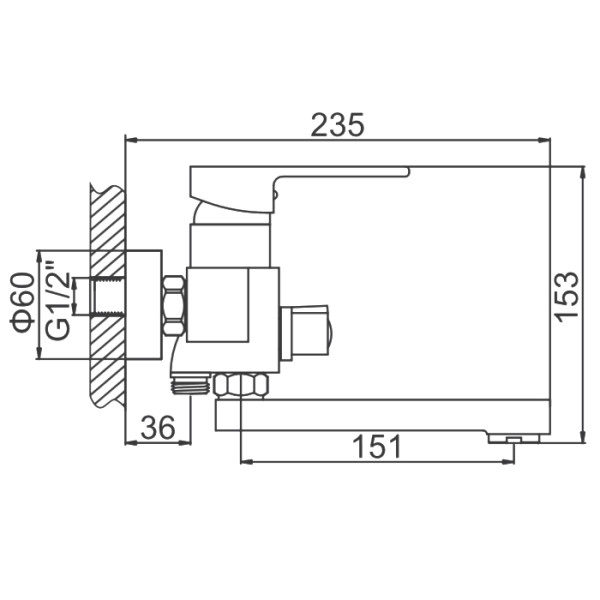 Смеситель для ванны и душа Ledeme с душевым гарнитуром (L3130)