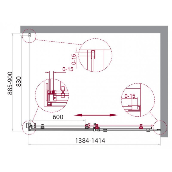 Душевой уголок BelBagno Acqua 140x90 стекло прозрачное, профиль хром (ACQUA-AH-1-140/90-C-NERO)