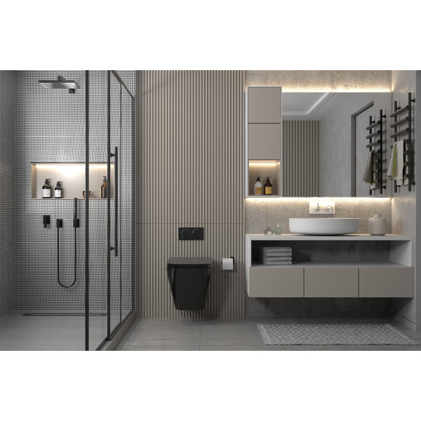 Унитаз подвесной ABBER Rechteck черный матовый, безободковый (AC1201MB)