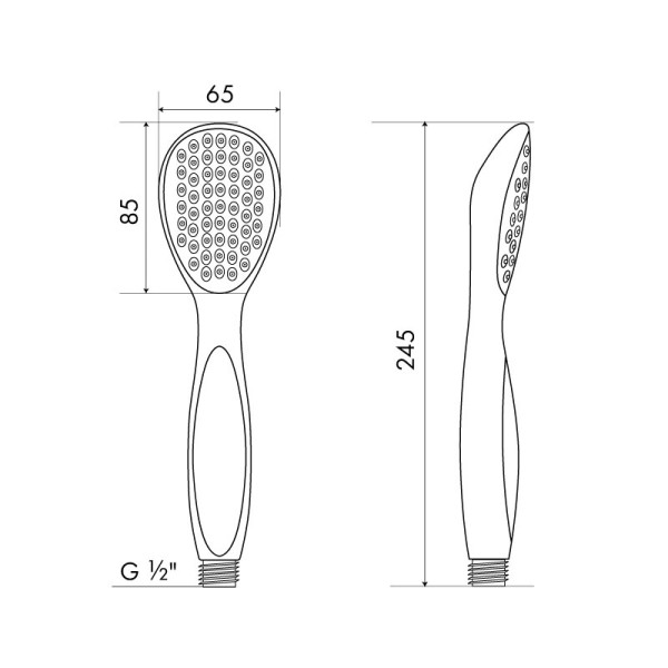 Душевая лейка Melodia 1 функция, 65х85мм, 55 форсунок, хром/серый/фиол (MKP20570P)