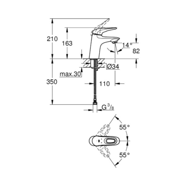 Смеситель для раковины Grohe Eurostyle new (32468003)