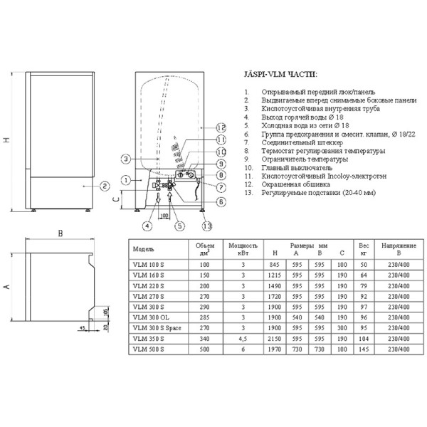 Водонагреватель накопительный Nibe VLМ 220 S 200 л (105672) Водонагреватель накопительный Nibe VLМ 220 S 200 л (105672)