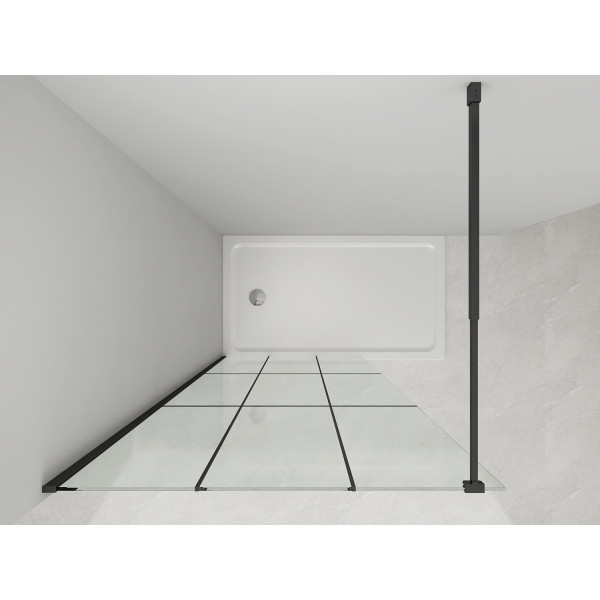 Душевое ограждение Loranto Walk-In 80x200 стекло прозрачное/лофт клетка, профиль черный матовый (CS-W02B-80)