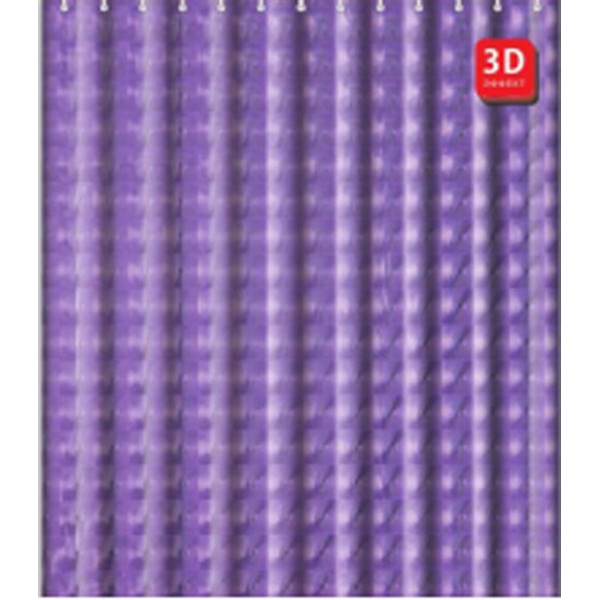 Шторка для ванны текстиль Fashun 1800x2000 полиэтилен фиолетовый с повторяющимся геометрическим рисунком (A8751)