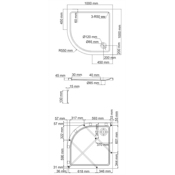 Душевой поддон WasserKraft Isen 100*100*17,5 белый (26T23)