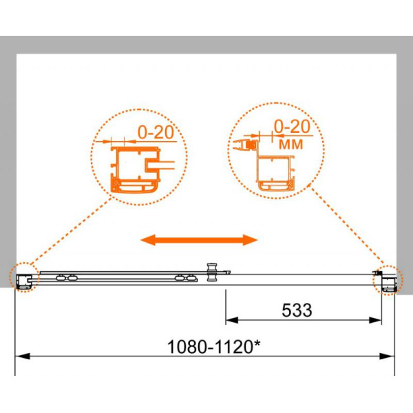 Душевая дверь Cezares Anima 120х195 стекло прозрачное (ANIMA-W-BF-1-120-P-Cr)