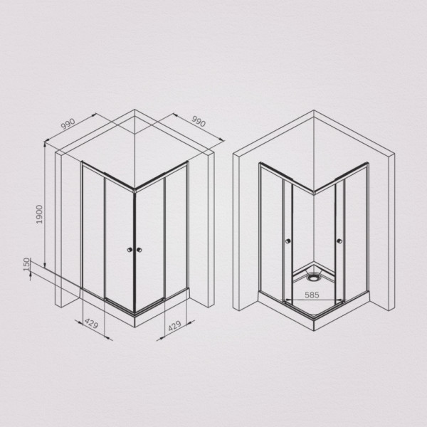 Душевой уголок AM.PM X-joy 100x100 стекло прозрачное, профиль хром матовый (W94G-403-100100-MT1K)