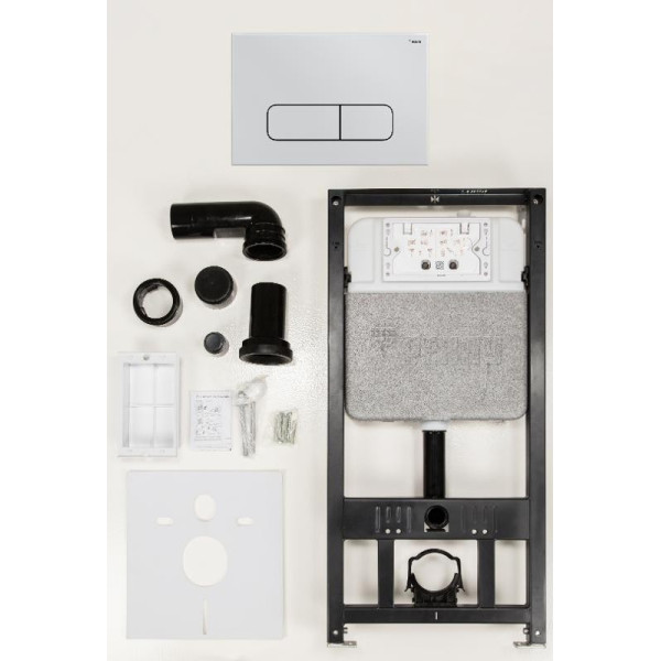 Инсталляция для подвесного унитаза РЕХАУ NovaFlow с клавишей смыва Nova Ellipse 001 с овальными клавишами, пластик, белый, глянцевый (19101081001)